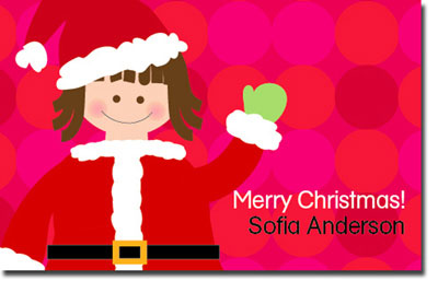 Spark & Spark Children's Personalized Holiday Calling Cards - Girl In Santa Costume