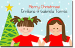 Spark & Spark Children's Personalized Holiday Calling Cards - Sisters Celebrate Christmas