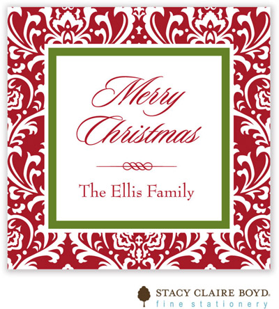 SCB CC 10 - Holiday Calling Cards by Stacy Claire Boyd - (Vintage Damask Red - Flat)