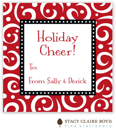 Stacy Claire Boyd - Holiday Calling Cards (Swirls & Whirls - Red - Flat)
