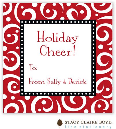 Stacy Claire Boyd - Holiday Calling Cards (Swirls & Whirls - Red - Folded)