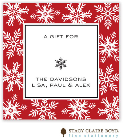 SCB CC 10 - Holiday Calling Cards by Stacy Claire Boyd - (Fanciful Snowflakes - Red - Flat)