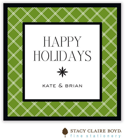SCB CC 10 - Holiday Calling Cards by Stacy Claire Boyd - (Twin Trellis - Green - Folded)
