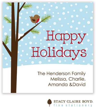 SCB CC 10 - Holiday Calling Cards by Stacy Claire Boyd - (Chilly Chirpin - Folded)