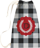 Lavender Belle Santa Sack (Buffalo Plaid Black and White)
