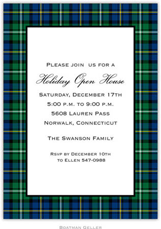 Holiday Invitations by Boatman Geller - Black Watch Plaid