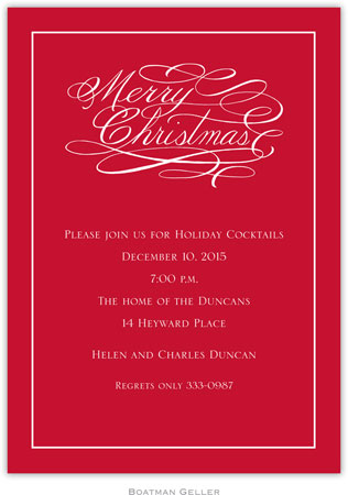 Holiday Invitations by Boatman Geller - Merry Christmas Script