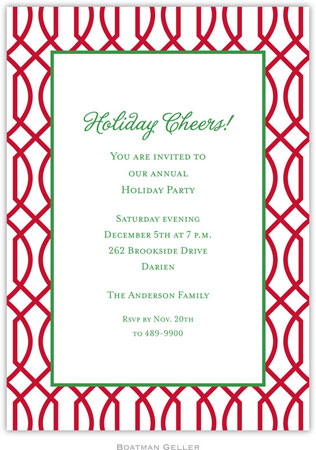 Holiday Invitations by Boatman Geller - Trellis Cherry