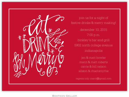 Boatman Geller Holiday Invitations - Eat Drink Be Merry