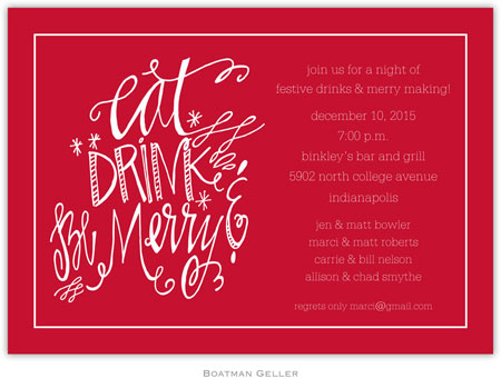 Holiday Invitations by Boatman Geller - Eat Drink Be Merry