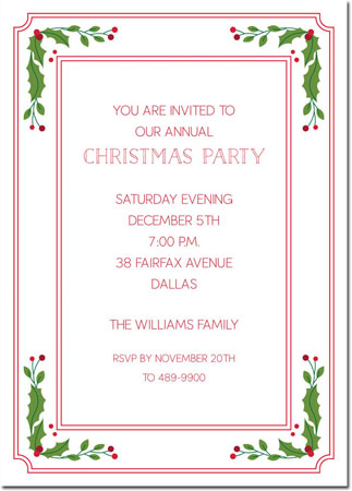 Holiday Invitations by Boatman Geller - Vintage Holly