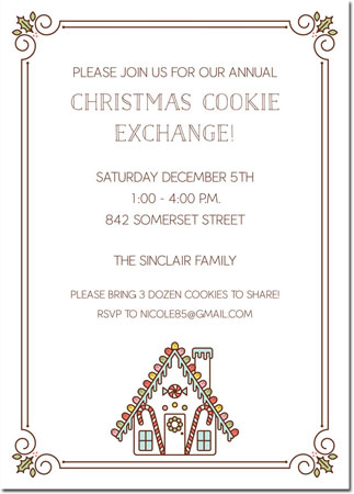 Holiday Invitations by Boatman Geller - Monoline Holly Border