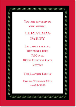 Holiday Invitations by Boatman Geller - Vine Ribbon Red & Black Holiday Invitations by Boatman Geller - Vine Ribbon Red & Black