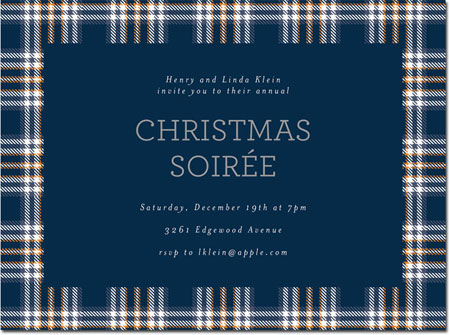 Holiday Invitations by Chatsworth - Navy Plaid Invite