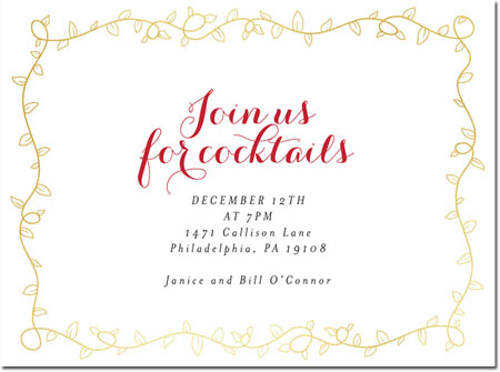 Holiday Invitations by Chatsworth - Gold Vine Invite