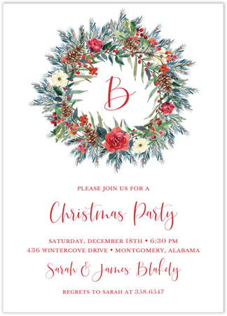 Holiday Invitations by PicMe Prints - Holiday Wreath Holiday Invitations by PicMe Prints - Holiday Wreath
