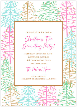 Holiday Invitations by PicMe Prints - Tinsel Trees Holiday Invitations by PicMe Prints - Tinsel Trees