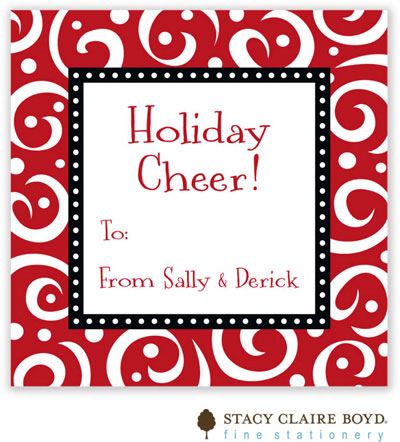 Holiday Gift Stickers by Stacy Claire Boyd (Swirls & Whirls - Red)