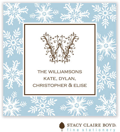 Holiday Gift Stickers by Stacy Claire Boyd (Fanciful Snowflakes - Blue)