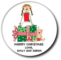 Starfish Art - Round Holiday Gift Stickers - Christmas