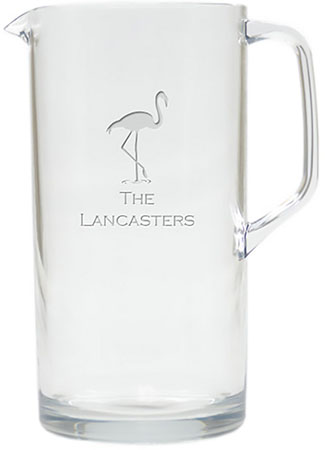 Personalized Tritan Pitcher (64oz) by Carved Solutions - Flamingo