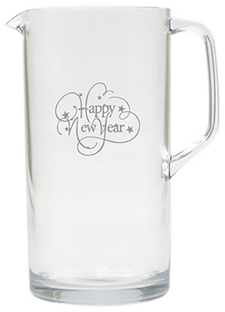 Non-Personalized Tritan Pitcher (64oz) by Carved Solutions - Happy New Year Non-Personalized Tritan Pitcher (64oz) by Carved Solutions - Happy New Year