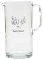 Personalized Tritan Pitcher (64oz) by Carved Solutions - Pine Trees