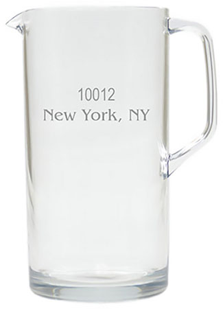 Personalized Tritan Pitcher (64oz) by Carved Solutions - Zip Code Personalized Tritan Pitcher (64oz) by Carved Solutions - Zip Code