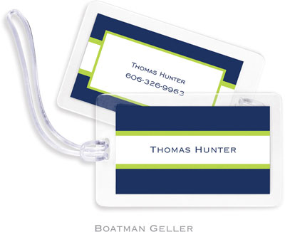 Boatman Geller Luggage/ID Tags - Stripe Navy & Lime Boatman Geller Luggage/ID Tags - Stripe Navy & Lime
