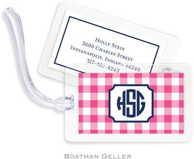 Boatman Geller - Create-Your-Own Luggage/ID Tags - Classic Check Raspberry