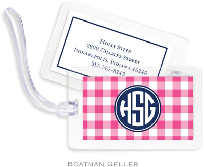 Boatman Geller - Create-Your-Own Luggage/ID Tags - Classic Check Raspberry Preset