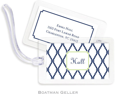 Boatman Geller Luggage/ID Tags - Bamboo Navy & Green