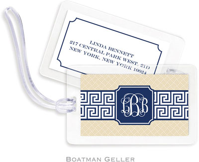 Boatman Geller Luggage/ID Tags - Greek Key Band Navy Preset