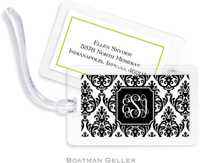 Boatman Geller Luggage/ID Tags - Madison Damask White with Black Preset