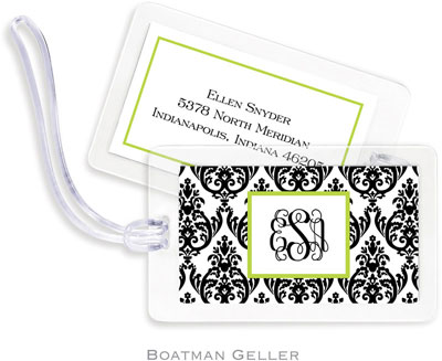 Boatman Geller Luggage/ID Tags - Madison Damask White with Black