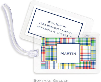 Boatman Geller Luggage/ID Tags - Madras Patch Blue