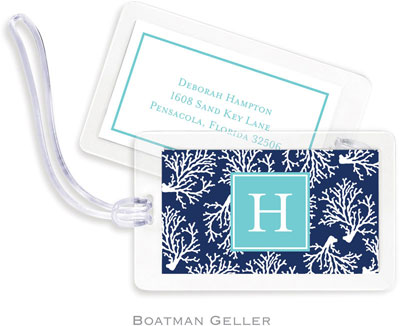 Boatman Geller Luggage/ID Tags - Coral Repeat Navy Preset