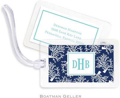 Boatman Geller Luggage/ID Tags - Coral Repeat Navy Boatman Geller Luggage/ID Tags - Coral Repeat Navy