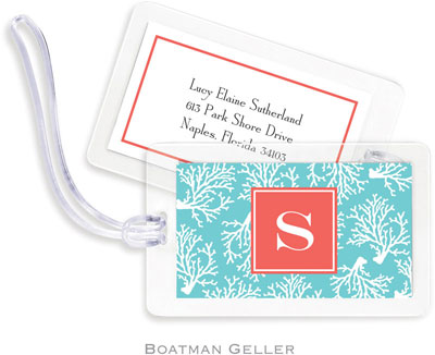 Boatman Geller Luggage/ID Tags - Coral Repeat Teal Preset Boatman Geller Luggage/ID Tags - Coral Repeat Teal Preset