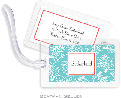 Boatman Geller Luggage/ID Tags - Coral Repeat Teal