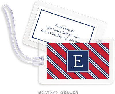 Boatman Geller Luggage/ID Tags - Repp Tie Red & Navy Preset Boatman Geller Luggage/ID Tags - Repp Tie Red & Navy Preset