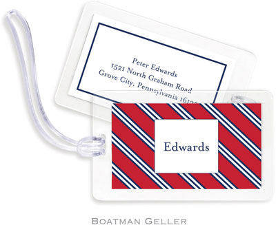 Boatman Geller Luggage/ID Tags - Repp Tie Red & Navy