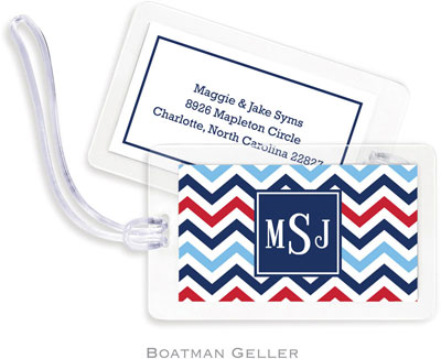 Boatman Geller Luggage/ID Tags - Chevron Blue & Red Preset