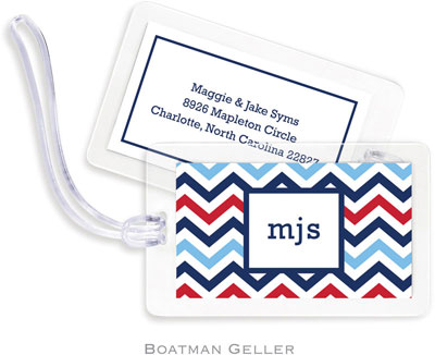 Boatman Geller Luggage/ID Tags - Chevron Blue & Red