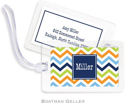 Boatman Geller Luggage/ID Tags - Chevron Blue Orange & Lime Preset