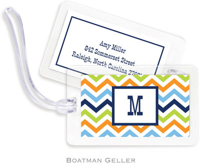 Boatman Geller Luggage/ID Tags - Chevron Blue Orange & Lime