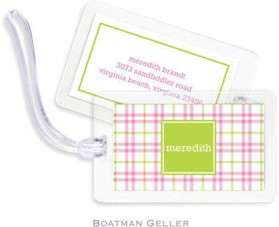 Boatman Geller Luggage/ID Tags - Miller Check Pink & Green Preset