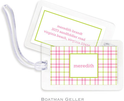 Boatman Geller Luggage/ID Tags - Miller Check Pink & Green Boatman Geller Luggage/ID Tags - Miller Check Pink & Green