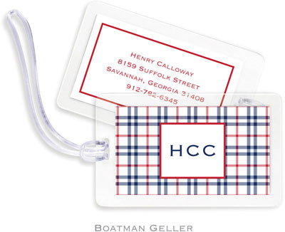 Boatman Geller Luggage/ID Tags - Miller Check Navy & Red