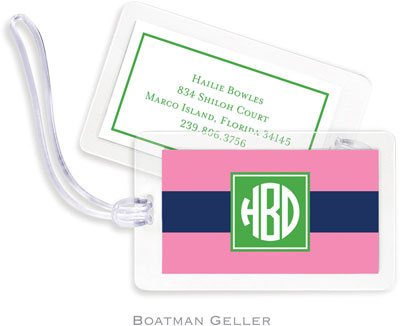 Boatman Geller Luggage/ID Tags - Rugby Navy & Pink Preset